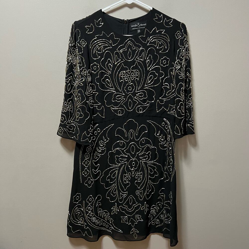 Needle & Thread Ornate Black Dress Intricate‎ Beading Vintage-Inspired Glam 8